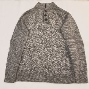 MIRABBO Men's Pullover Sweater Size M Gray  & Cream NWOT